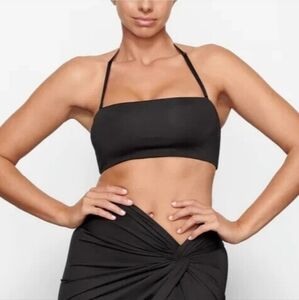 Skims Signature Swim BANDEAU BIKINI Strapless Bra TOP Onyx Black Large NWT